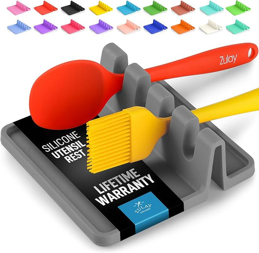 Silicone Utensil Rest with Drip Pad for Multiple Utensils, Heat-Resistant, BPA-Free Spoon Rest & Spoon Holder for Stove
